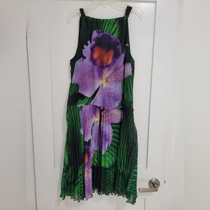 Desigual sleeveless multicolored midi floral print dress (has holes/ pulls)